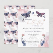 Budget Little Butterfly Baby shower Invite (Voorkant / Achterkant)