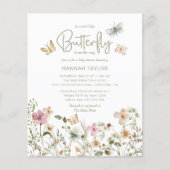Budget Little Butterfly Girl Baby shower Invite (Voorkant)