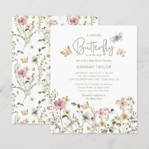 Budget Little Butterfly Girl Baby shower Invite