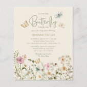 Budget Little Butterfly Girl Baby shower Invite (Voorkant)