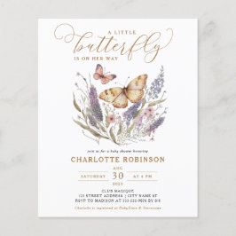 Budget Little Butterfly roze Baby shower Invite