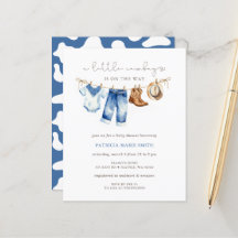 Budget Little Cowboy Boy Baby shower Uitnodiging