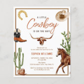 Budget Little Cowboy Rodeo Baby shower Invitation (Voorkant)