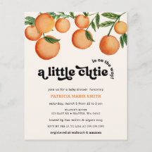 Budget Little Cutie Oranje Baby shower Invitation