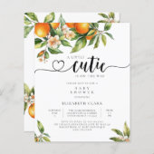 Budget Little Cutie Oranje Baby shower Invitation (Voorkant / Achterkant)