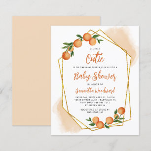 Budget Little Cutie Oranje Baby Shower Uitnodiging