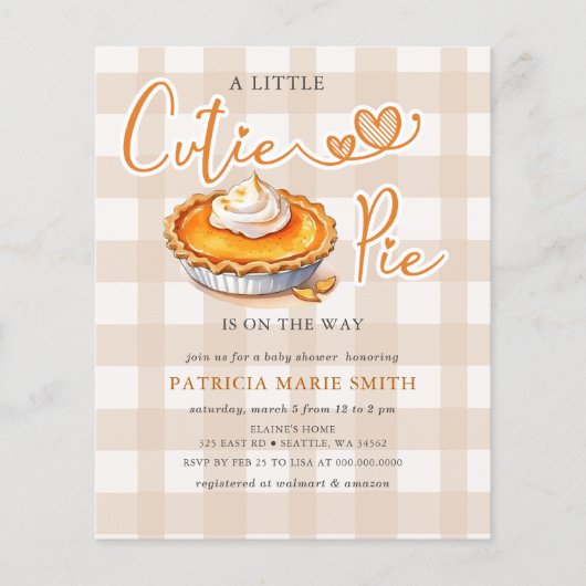 Budget Little Cutie Pie Pumpkin Pie Baby shower (Voorkant)