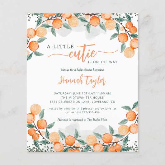 Budget Little Cutie Summer Baby shower Invitation (Voorkant)