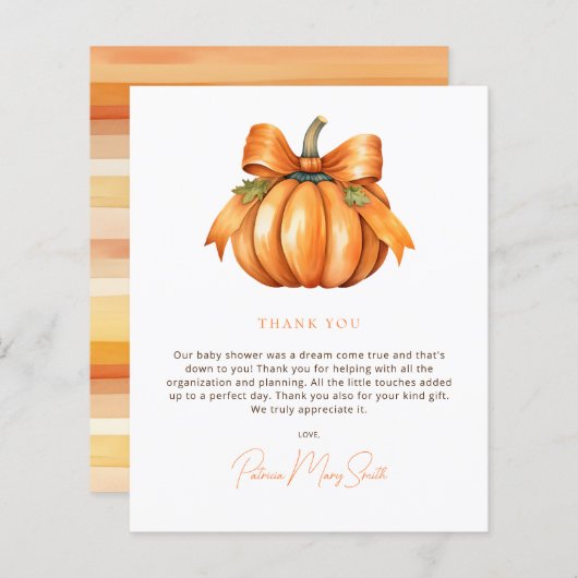 Budget Little Pumpkin Baby shower Dank u (Voorkant / Achterkant)