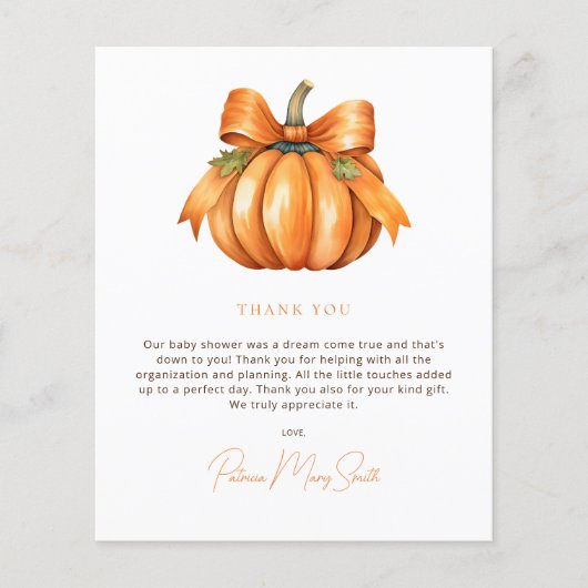 Budget Little Pumpkin Baby shower Dank u (Voorkant)