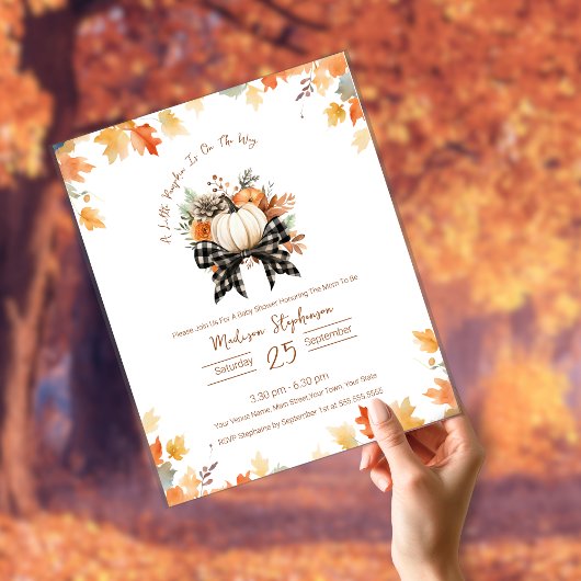 Budget Little Pumpkin Baby shower Floral & Plaid