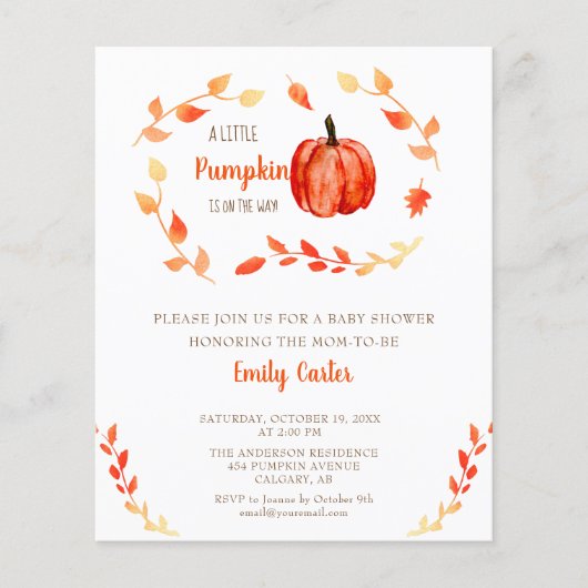 Budget Little Pumpkin Baby shower Herfst Foliage (Voorkant)