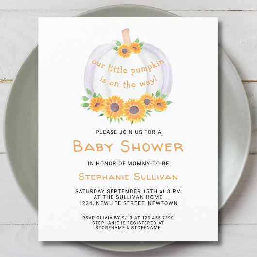 Budget Little Pumpkin Baby shower Invitation