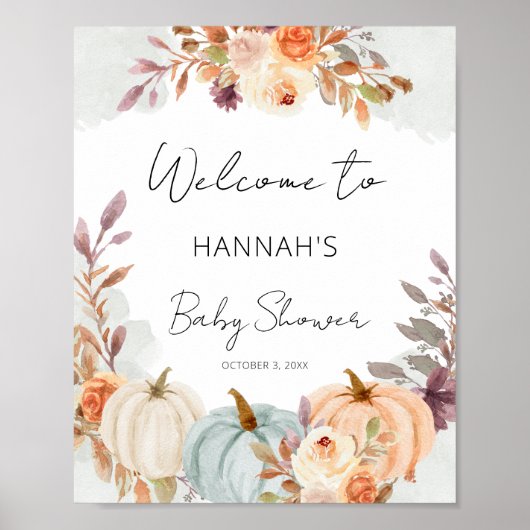 Budget Little Pumpkin Baby shower Welcome Sign Poster (Voorkant)