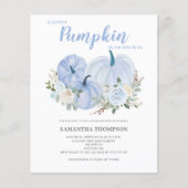 Budget Little Pumpkin Blue Baby shower Invitation (Voorkant)