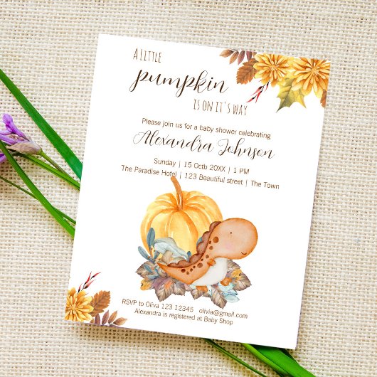 Budget Little pumpkin dinosaur herfst baby shower 