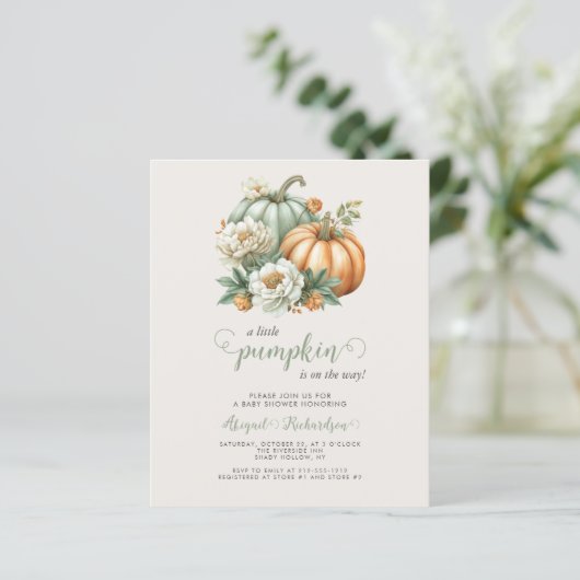 Budget Little Pumpkin Floral Herfst Baby shower (Staand voorkant)
