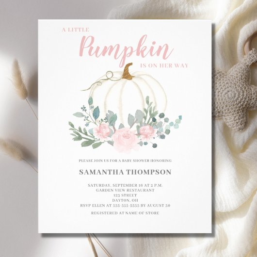 Budget Little Pumpkin Girl Baby shower Invitation Flyer