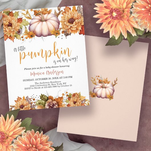 Budget Little Pumpkin Herfst Baby shower Invitatio Flyer