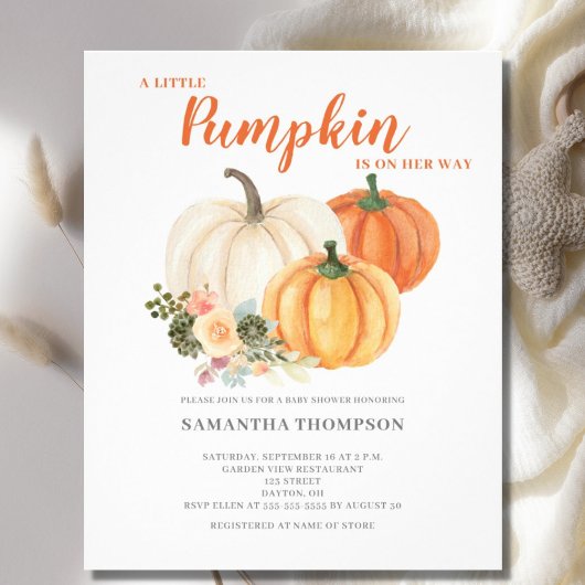 Budget Little Pumpkin Herfst Baby shower Invitatio Flyer