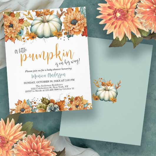 Budget Little Pumpkin Herfst Baby shower Invitatio Flyer
