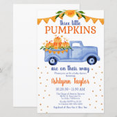 Budget Little Pumpkin Triplet Boy Baby shower (Voorkant / Achterkant)