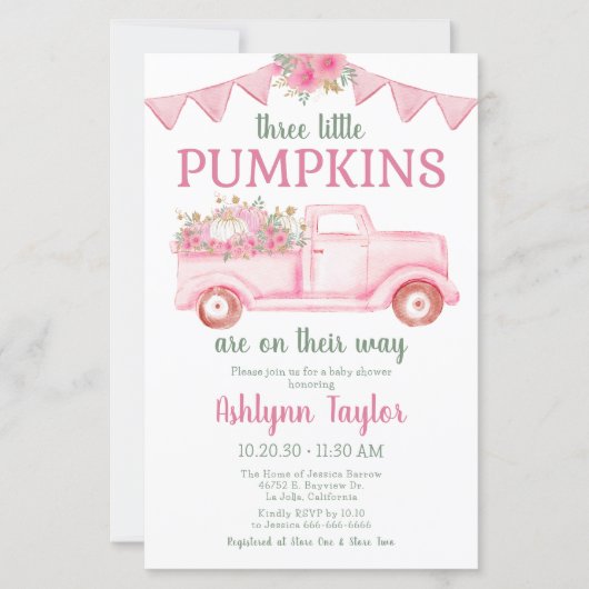 Budget Little Pumpkin Triplet Girl Baby shower (Voorkant)