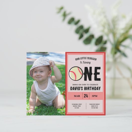 Budget Little Slugger Baseball Foto 1e verjaardag (Staand voorkant)