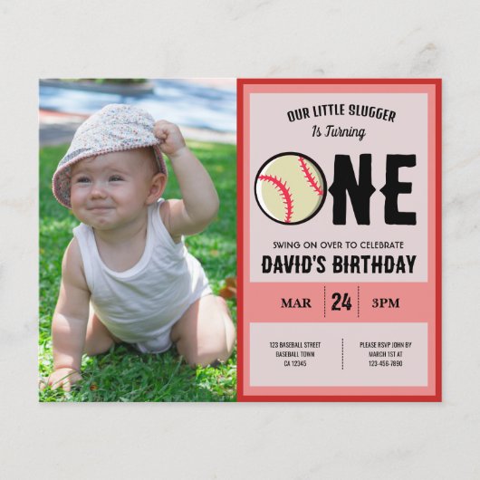 Budget Little Slugger Baseball Foto 1e verjaardag (Voorkant)