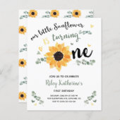 Budget Little Sunflower 1st Birthday Invitation (Voorkant / Achterkant)