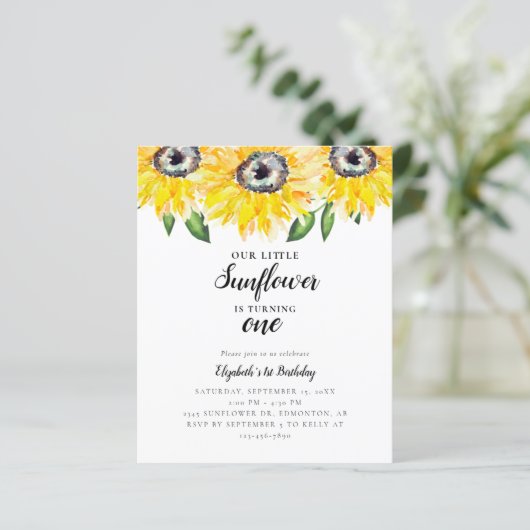 Budget Little Sunflower First Birthday One Elegant (Staand voorkant)