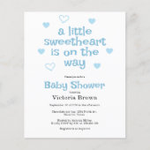 Budget Little Sweetheart Boy Baby shower Invite (Voorkant)