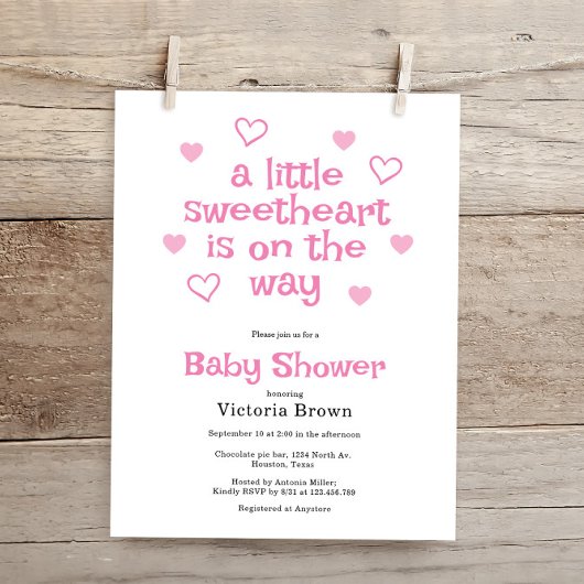 Budget Little sweetheart meisje Baby shower uitnod