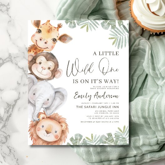 Budget Little Wild One Safari Animals Baby shower Flyer