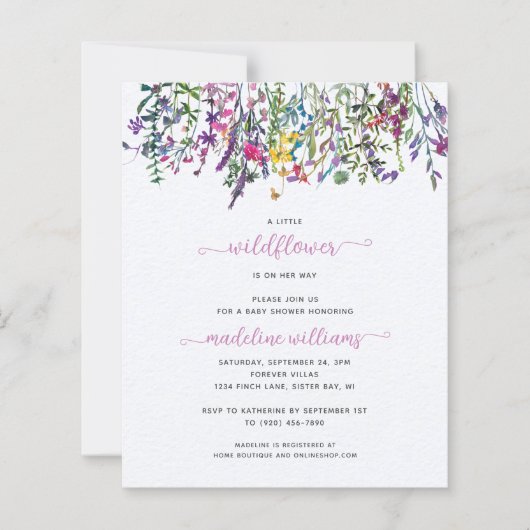 BUDGET Little Wildflower Baby shower Invitation (Voorkant)