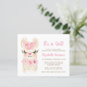 Budget Llama Baby Girl drive by Shower Invitation (Staand voorkant)