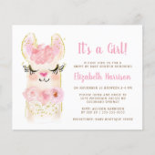 Budget Llama Baby Girl drive by Shower Invitation (Voorkant)