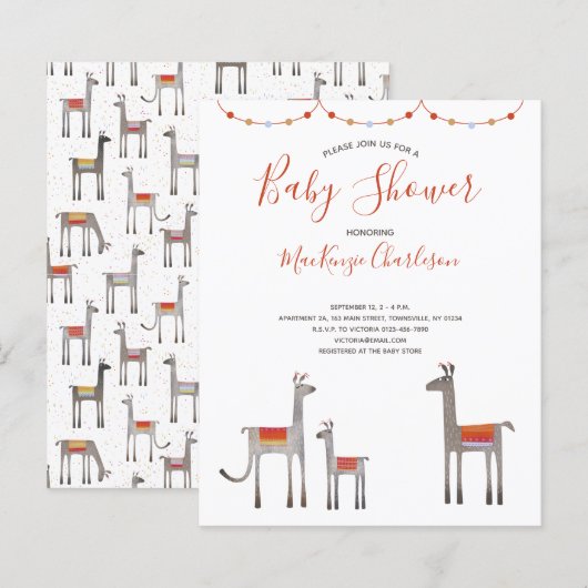 Budget Llama Baby shower (Voorkant / Achterkant)