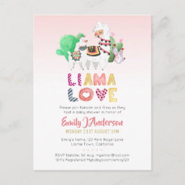 BUDGET Llama Mama Baby Love Pink Girls Shower Briefkaart