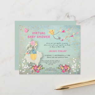 Budget Llama Virtual Baby shower Sage Invitation