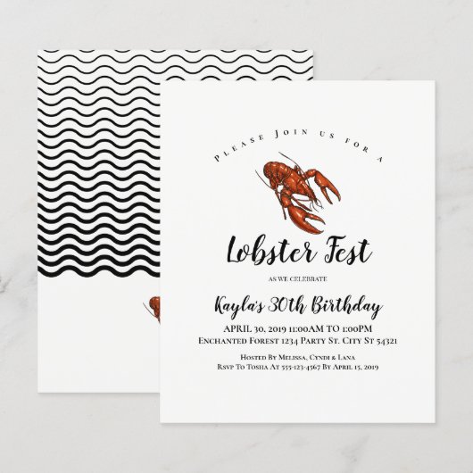 Budget Lobster Fest Invitations (Voorkant / Achterkant)