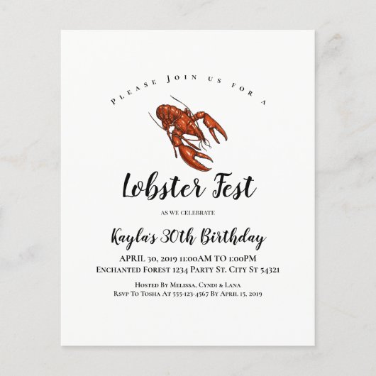 Budget Lobster Fest Invitations (Voorkant)