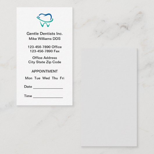 Budget Logo Tandarts Afspraak Visitekaartjes (Voorkant / Achterkant)
