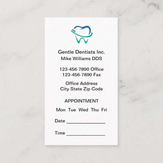 Budget Logo Tandarts Afspraak Visitekaartjes (Voorkant)