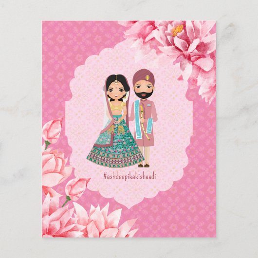 Budget lotus bloemen Indiaas bruidskoppel nodigt u (Achterkant)