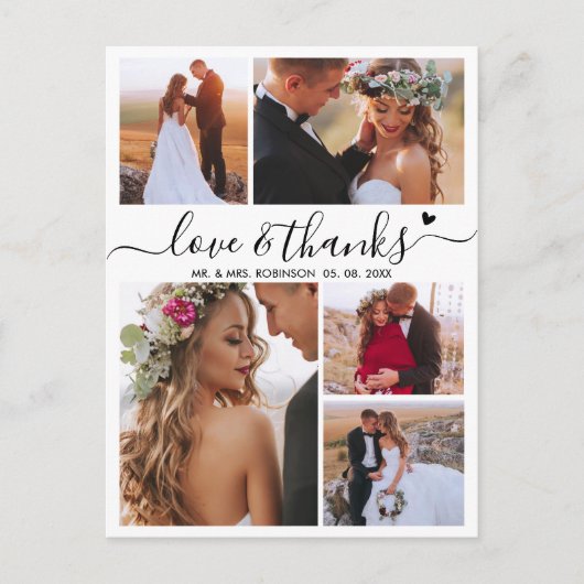 Budget Love and Bedankt Collage Wedding Bedankt Briefkaart (Voorkant)