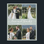 Budget Love and Bedankt Collage Wedding Bedankt F Flyer<br><div class="desc">Elegant, minimalistisch sage groen en wit hand, geschreven 4 foto collage gepersonaliseerde bruiloft bedankt u gepersonaliseerd betaalbare THIN-kaart met laag budget. *** GELIEVE OPMERKING, SCHROL NAAR BUITEN VOOR MEER INFO!** Stijlvolle bruiloft bedankt voor de sjabloon met vier (4) foto aan de voorzijde en één (1) foto aan de achterzijde. Met...</div>