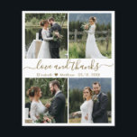 Budget Love and Bedankt Collage Wedding Bedankt F Flyer<br><div class="desc">Elegant, minimalistisch goud en witte hand, geschreven op 4 foto's collage, gepersonaliseerde bruiloft, bedankt dat u een betaalbare THIN-kaart met laag budget hebt. *** GELIEVE OPMERKING, SCHROL NAAR BUITEN VOOR MEER INFO!** Stijlvolle bruiloft bedankt voor de sjabloon met vier (4) foto aan de voorzijde en één (1) foto aan de...</div>