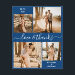 Budget Love and Bedankt Collage Wedding Bedankt F Flyer<br><div class="desc">Elegant, modern, minimalistisch marineschip met witte hand, met vier foto's collage, gepersonaliseerde bruiloft. Dank u voor uw gepersonaliseerde, betaalbare THIN-kaart met laag budget. *** GELIEVE OPMERKING, SCHROL NAAR BUITEN VOOR MEER INFO!** Stijlvolle bruiloft bedankt voor de sjabloon met vier (4) foto aan de voorzijde en één (1) foto aan de...</div>