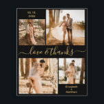 Budget Love and Bedankt Collage Wedding Bedankt Flyer<br><div class="desc">Elegant, modern, minimalistisch zwart en goudhand, met vier foto's collage, gepersonaliseerde bruiloft. Dank u voor uw gepersonaliseerde, betaalbare THIN-kaart met laag budget. *** GELIEVE OPMERKING, SCHROL NAAR BUITEN VOOR MEER INFO!** Stijlvolle bruiloft bedankt voor de sjabloon met vier (4) foto aan de voorzijde en één (1) foto aan de achterzijde....</div>